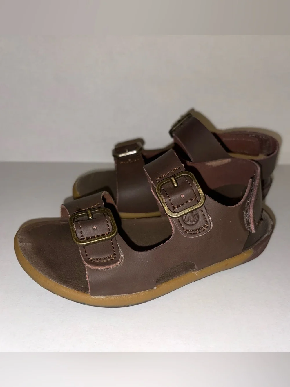 Merrell Kids Brown Double-Buckle Leather Sandals